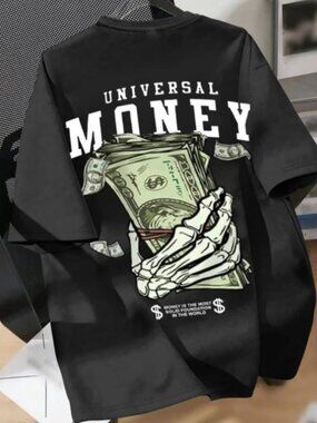 Universal Monkey Skeleton Hand Cash Graphic Tee - Urban Streetwear T-shirt
